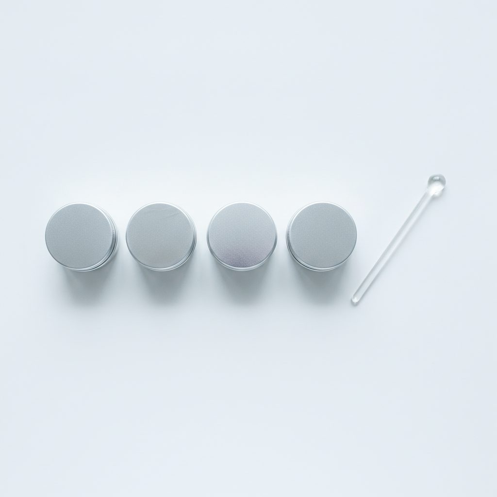 Minimalist travel set of small grooming products